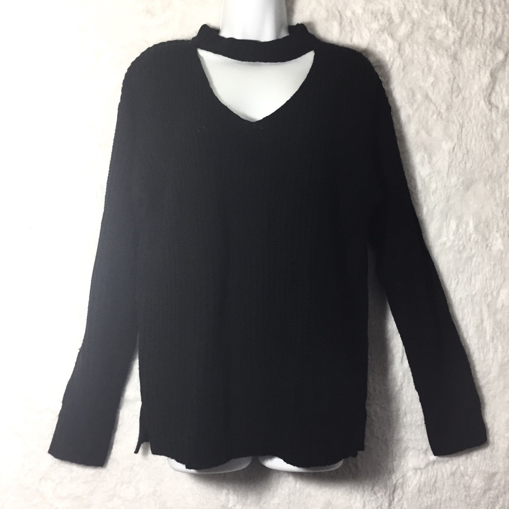 Oversized V Cut Out Knit Sweater